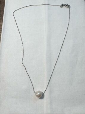 Floating pearl necklace on sterling silver chain